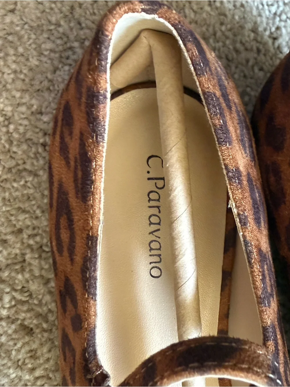 NEW C.PARAVANO Mary Jane Suede Leopard Print Flats Brown Leopard Size Women’s 8